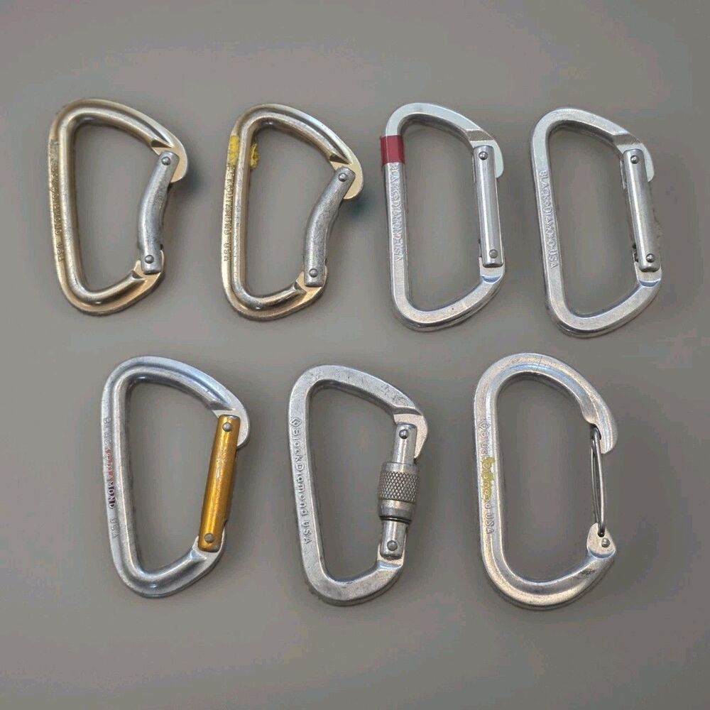Black Diamond Carabiners Lot Of 7 Vintage Outdoor Rock Climbing Trad Top Rope